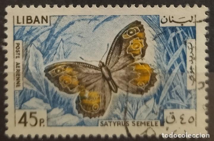 Sellos: LIBANO 1965 Mariposas. USADO. - Foto 1