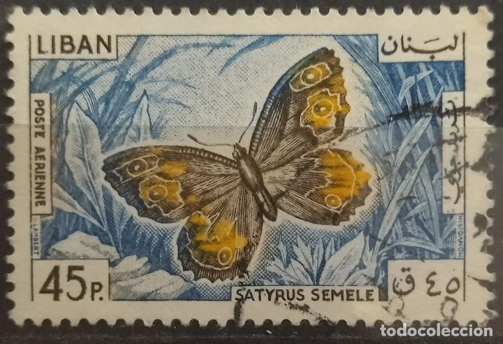 Sellos: LIBANO 1965 Mariposas. USADO. - Foto 1