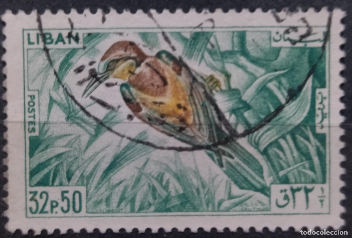 Sellos: L&Iacute;BANO 1965 p&aacute;jaros. USADO. - Foto 1