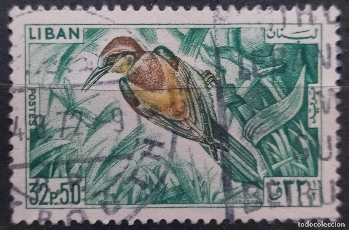 Sellos: L&Iacute;BANO 1965 p&aacute;jaros. USADO. - Foto 1