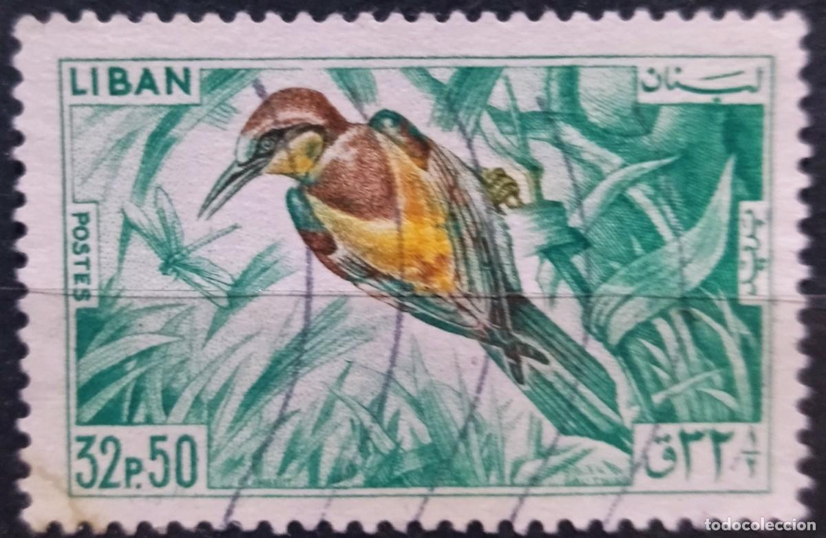 Sellos: L&Iacute;BANO 1965 p&aacute;jaros. USADO. - Foto 1