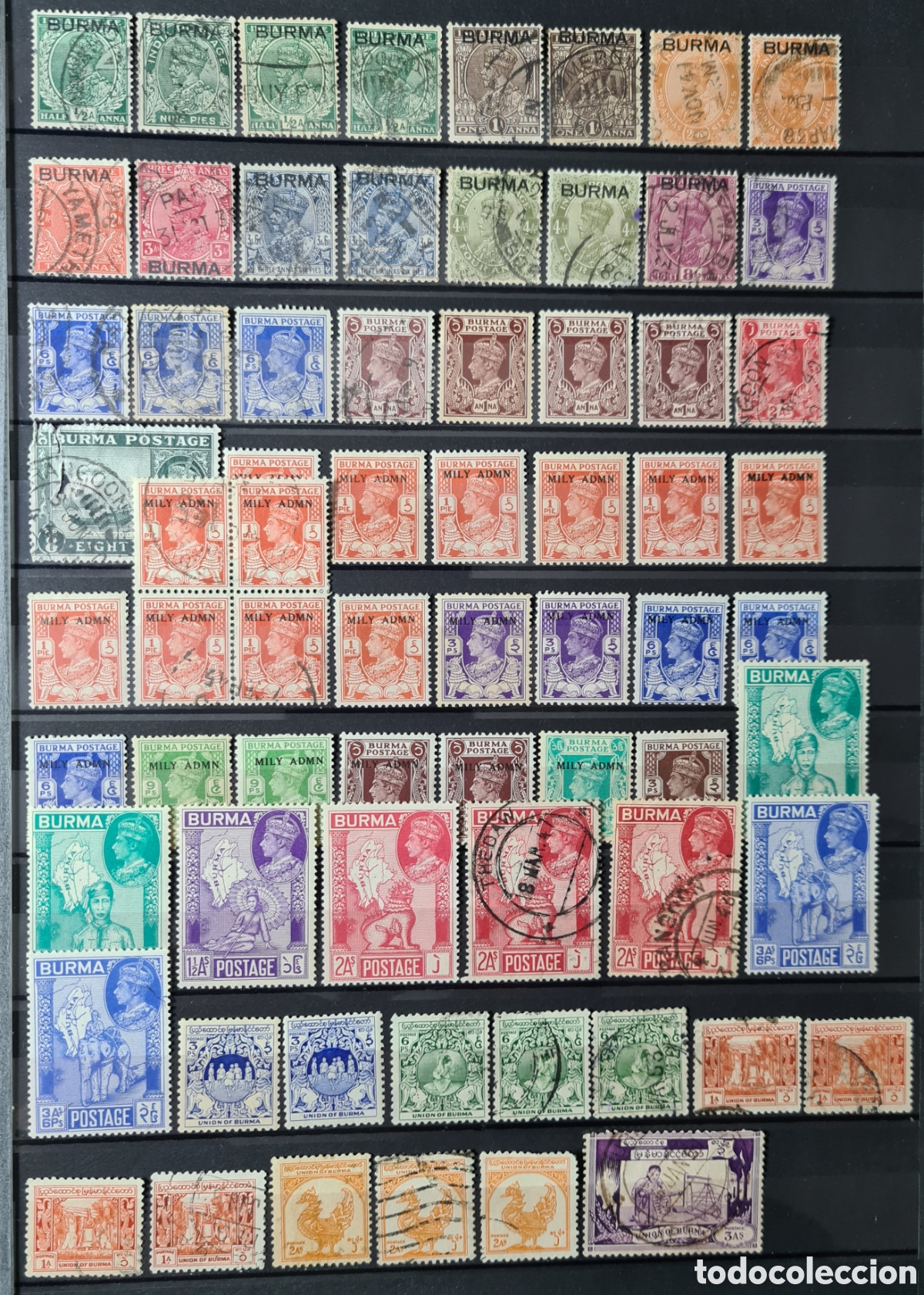 Selos: Sellos de Birmania (Burma), actual Myanmar incluida ocupaci&oacute;n japonesa
