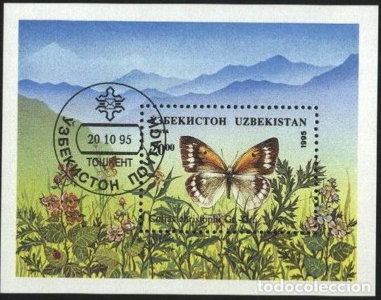 Selos: UZBEKISTAN 1995 SHEET USED MNH BUTTERFLIES PAPILLONS SCHMETTERLINGEN FARFALLE MARIPOSAS BORBOLETAS