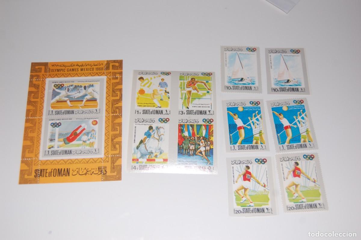 Stamps: LOTE SERIE COMPLETA** SIN DENTAR*HOJA BLOQUE**+3 VALORES DENTADOS** OMAN - MEXICO 1968 - -VER FOTOS