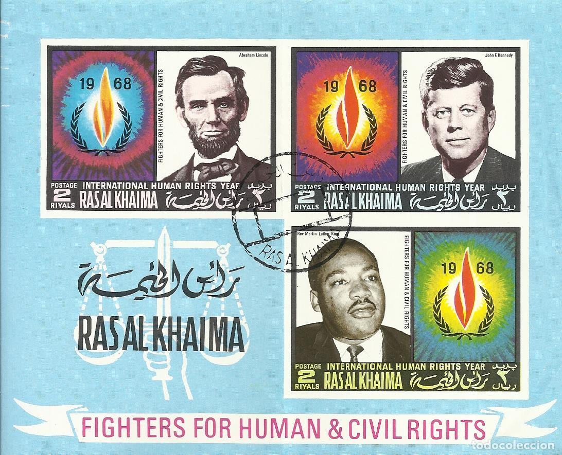 Stamps: Ras Al Khaima. Fighters for Human & Civil Rights. 1968. 11,5x14 cm.