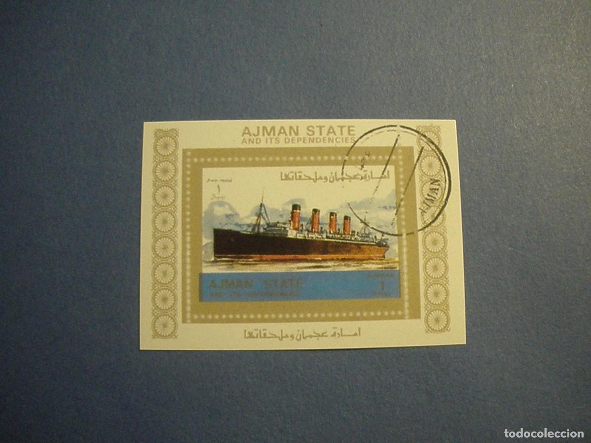 Stamps: AJMAN STATE - PRIMEROS BARCOS A VAPOR - 4 CHIMENEAS.