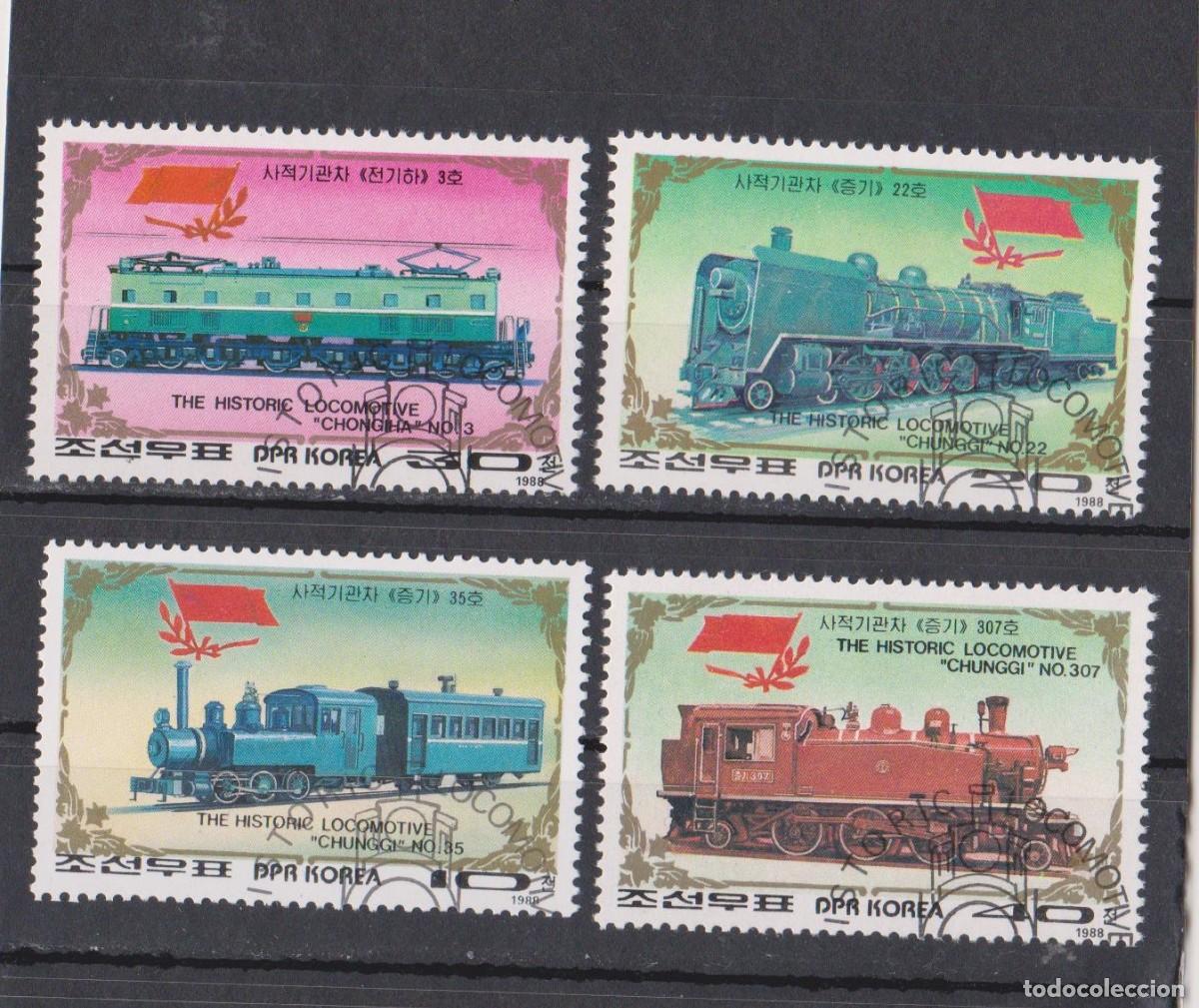 Briefmarken: KOREA DEL NORTE 1988 LOCOMOTORAS HISTORICAS (SERIE COMPLETA)