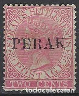 Timbres: MALASIA/PERAK 1880-83 - REINA VICTORIA, 2C ROSA SOBREIMPRESO - MINT SIN GOMA