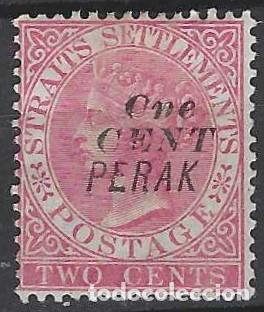 Timbres: MALASIA/PERAK 1887 - REINA VICTORIA, 2C ROSA SOBREIMPRESO Y SOBRECARGADO - MH*