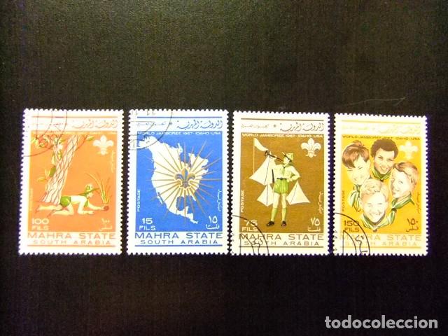 Timbres: MAHRA ARABIA DU SUD 1967 YV 3 &ordm;4 valores SCOUTISME -- SCOUT