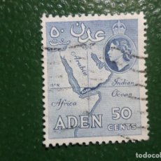Sellos: :ADEN, 1953, ISABEL II Y MAPA, YVERT 54
