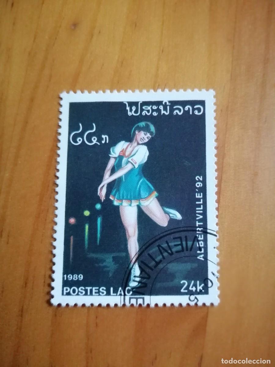 Stamps: LAOS - LAO - VALOR FACIAL 24 K - A&Ntilde;O 1989 - PATINAJE FEMENINO SOBRE HIELO, ALBERTVILLE&acute;92
