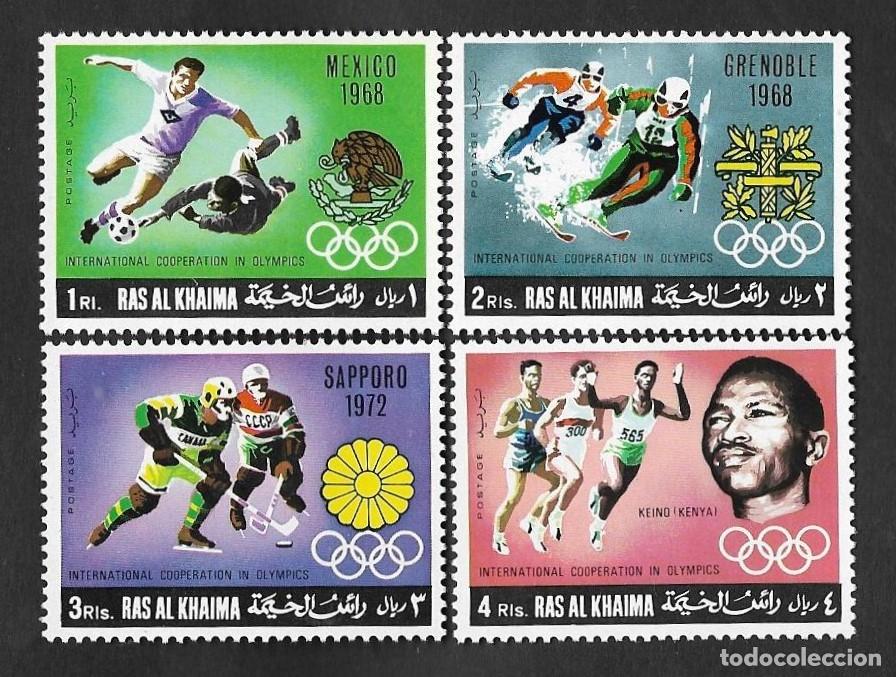 Sellos: SE)1968 ARAB EMIRATES SPORTS SERIES, INTERNATIONAL COOPERATION IN THE OLYMPIC GAMES MEXICO, GRENOBLE