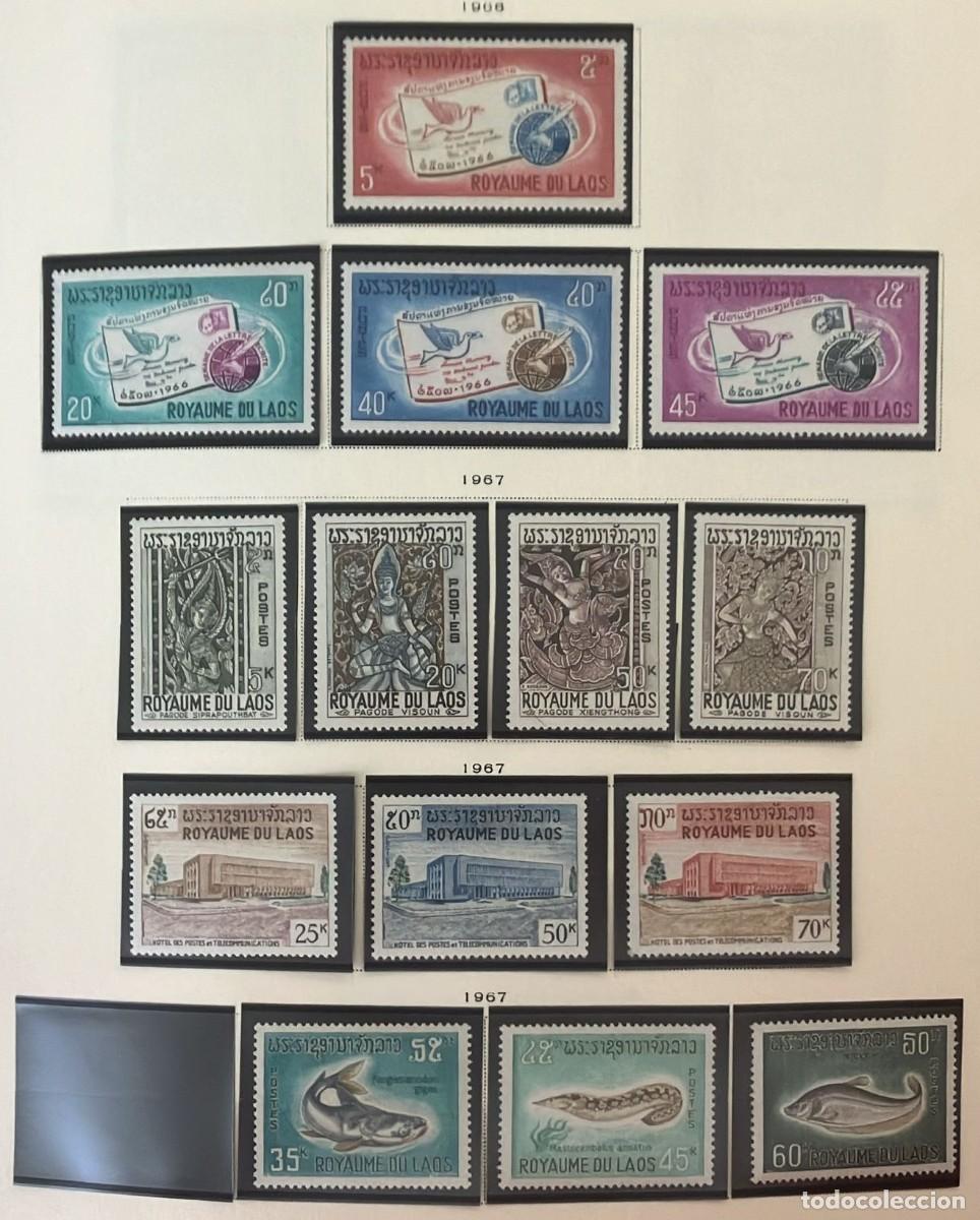Stamps: O) 1966 LAOS, ADDRESSED ENVELOPE CARRIER PIGEON, HAND WITH QUILL PEN, INTERNATIONAL LETTER WRITING W