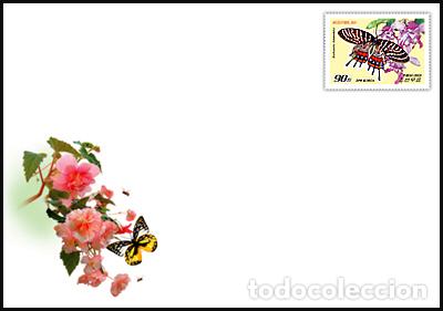 Sellos: RPDC 2012 rosa y mariposa - Foto 1