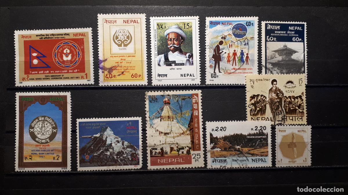 Briefmarken: NEPAL.&deg;. Lote a catalogar de 11 sellos