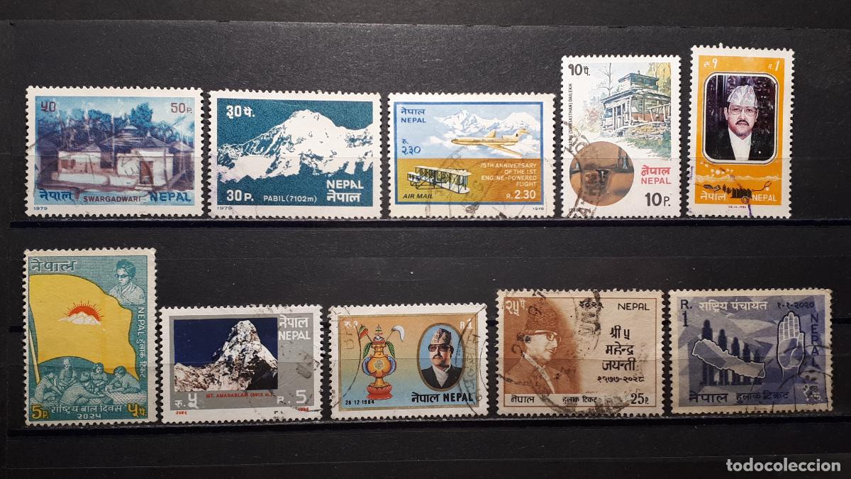Briefmarken: NEPAL.&deg;. Lote a catalogar de 10 sellos