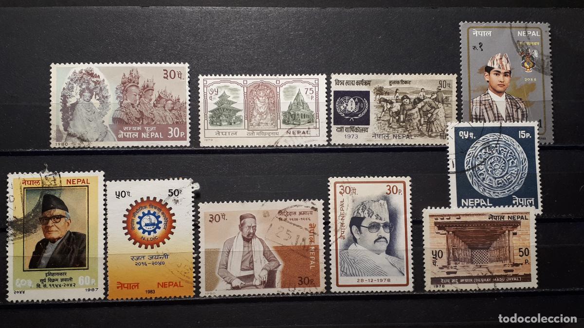 Briefmarken: NEPAL.&deg;. Lote a catalogar de 10 sellos