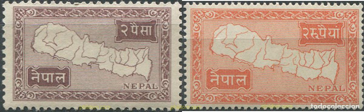 Sellos: 694471 HINGED NEPAL 1954 MAPA DE NEPAL - Foto 1