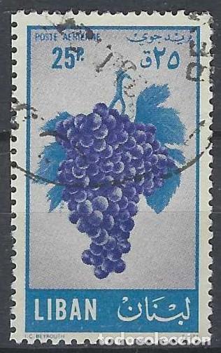 Sellos: LIBANO 1955 - FRUTAS, UVAS, A&Eacute;REO - USADO - Foto 1