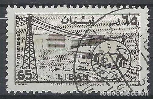Sellos: LIBANO 1957 - COMUNICACIONES, A&Eacute;REO - USADO - Foto 1