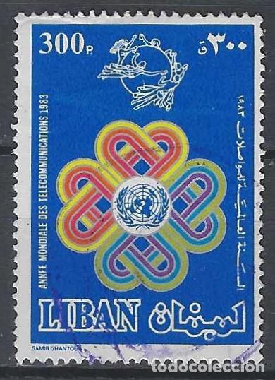 Sellos: LIBANO 1983 - A&Ntilde;O INTERNACIONAL DE LAS COMUNICACIONES - USADO - Foto 1