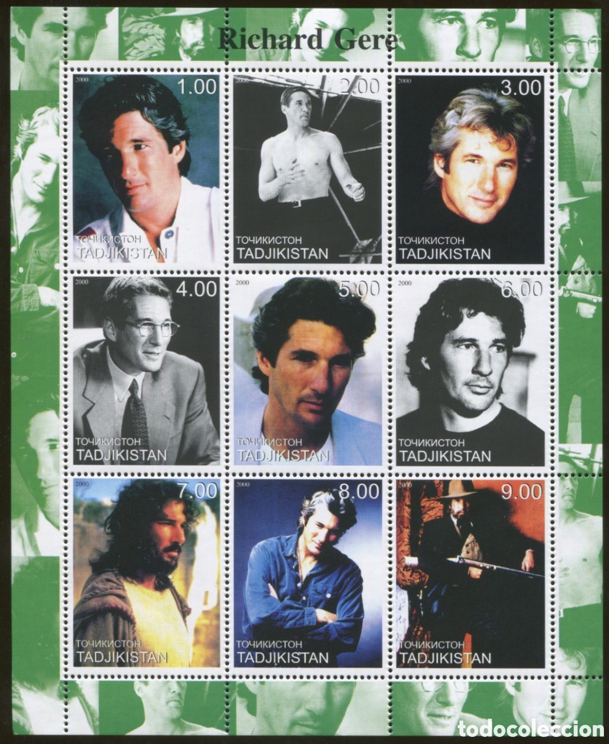 Francobolli: TADJIKISTAN 2000 SHEET MNH RICHARD GERE ACTORES CINE ACTORS CINEMA