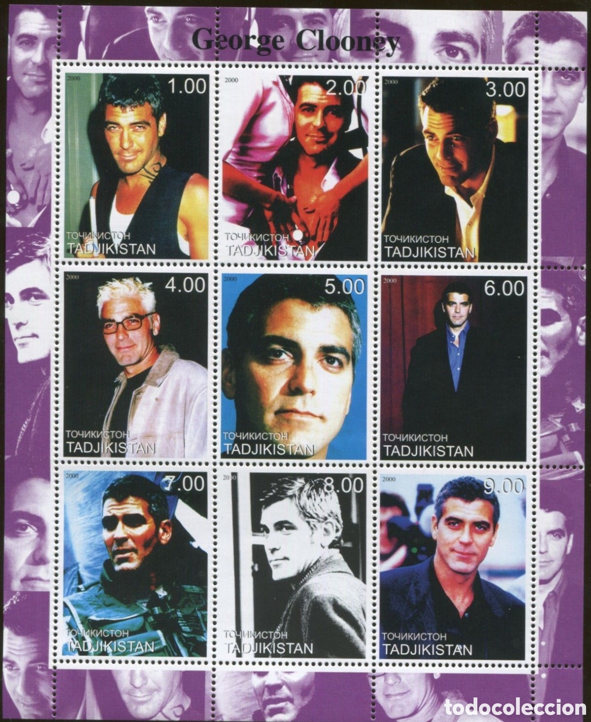 Francobolli: TADJIKISTAN 2000 SHEET MNH GEORGE CLOONEY ACTORES CINE ACTORS CINEMA