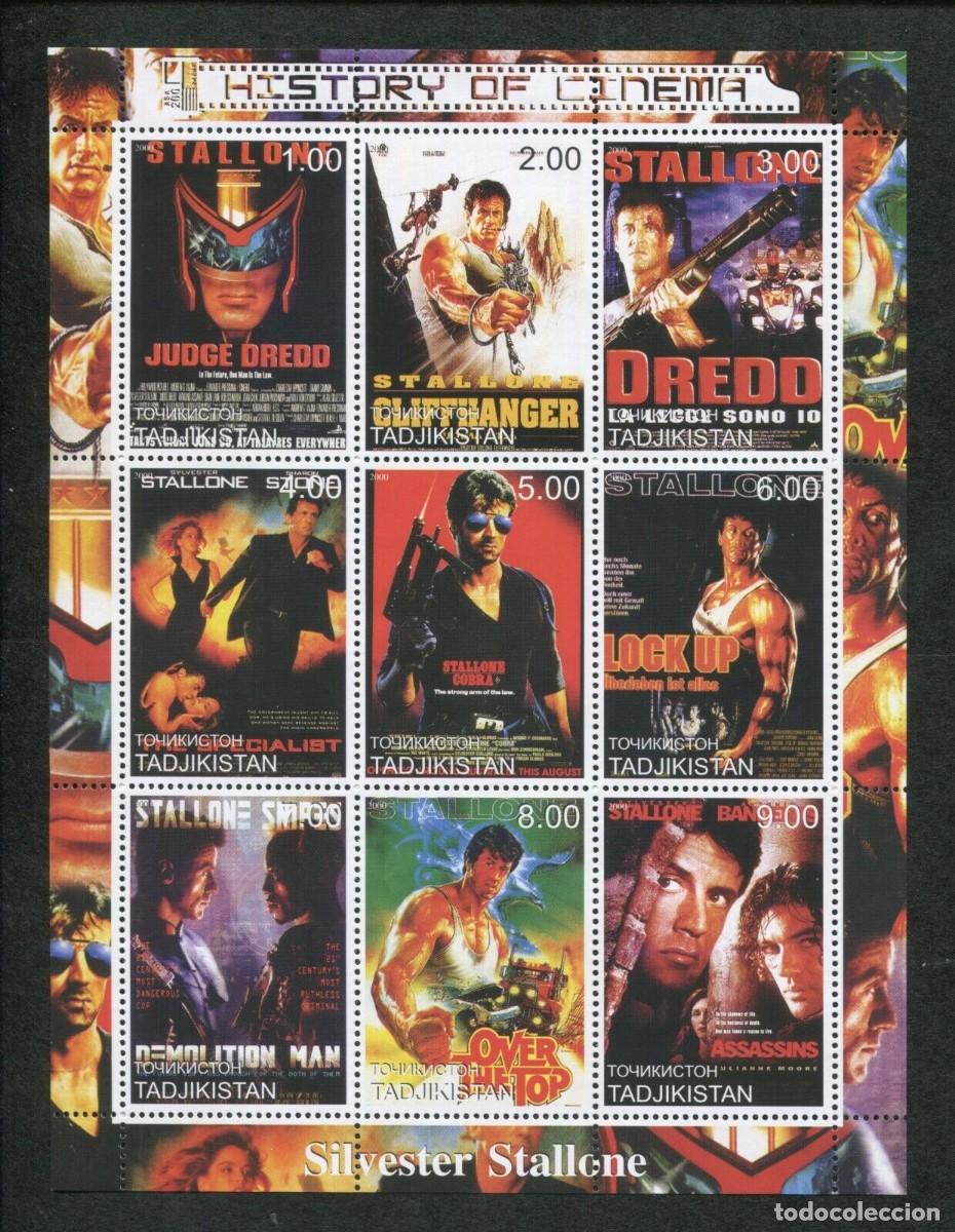 Sellos: TADJIKISTAN 2000 SHEET MNH POSTERS HISTORIA DEL CINE HISTORY OF CINEMA SYLVESTER STALLONE ACTORES
