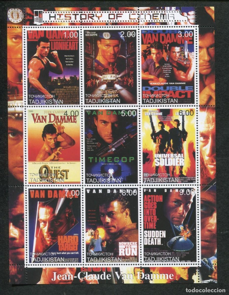 Francobolli: TADJIKISTAN 2000 SHEET MNH POSTERS HISTORIA DEL CINE HISTORY OF CINEMA JEAN CLAUDE VAN DAMME ACTORES