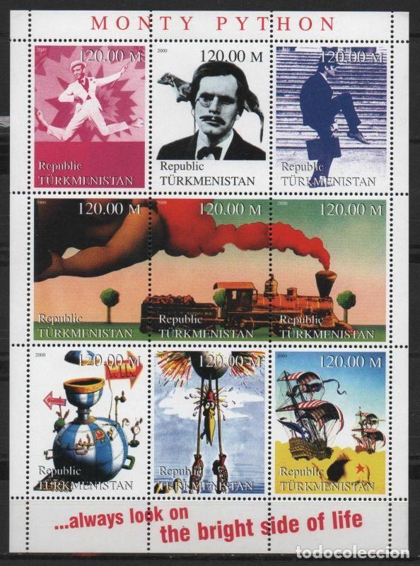 Briefmarken: TURKMENISTAN 2000 SHEET MNH MONTY PYTHON TRENES STEAM TRAINS LOCOMOTORAS LOCOMOTIVES LOKOMOTIVEN