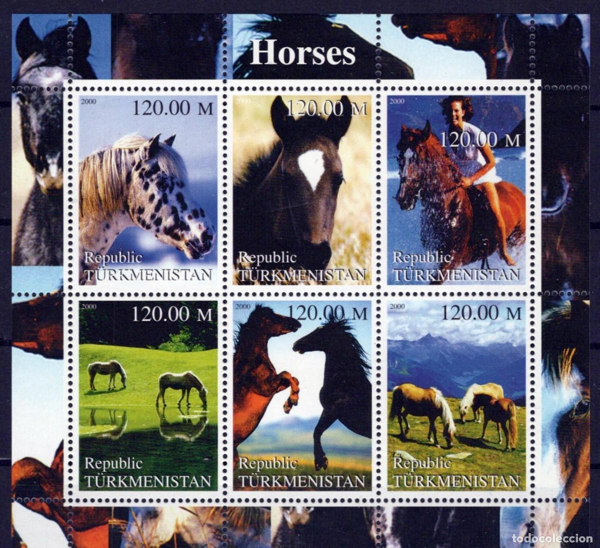 Stamps: TURKMENISTAN 2000 SHEET MNH CABALLOS HORSES CHEVAUX CAVALOS PFERDEN CAVALLI