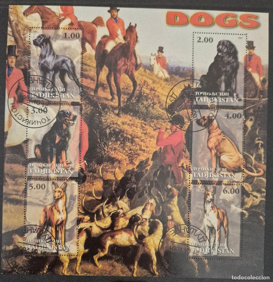 Francobolli: TADJIKISTAN 2001 SHEET USED MNH DOGS CHIENS PERROS HUNDEN CANI CAES