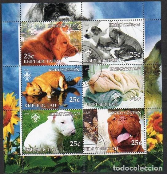 Francobolli: KYRGYZSTAN 2005 SHEET USED MNH DOGS CHIENS PERROS HUNDEN CANI CAES