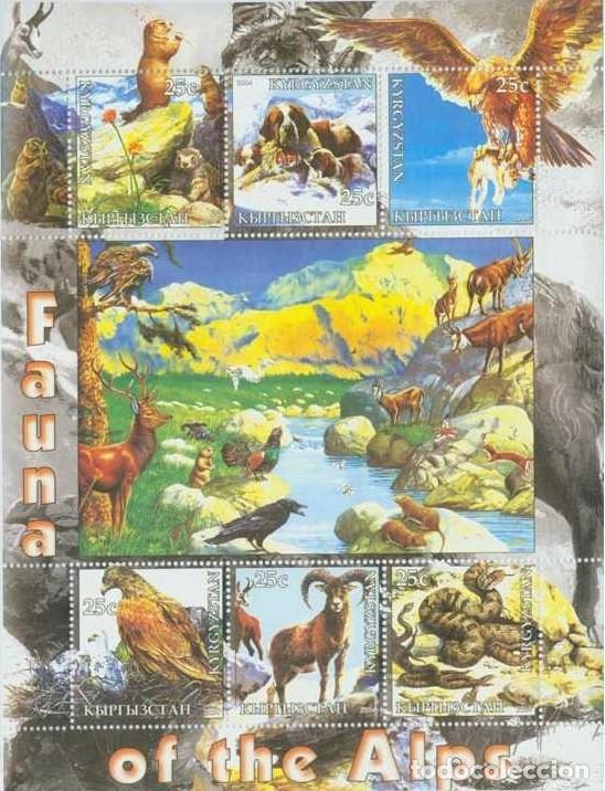 Selos: KYRGYZSTAN 2004 SHEET MNH FAUNA ALPES AVES BIRDS SERPIENTES SNAKES PERROS DOGS CIERVOS DEERS HIRSCH