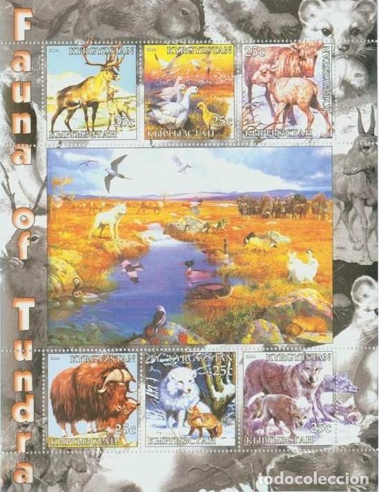 Selos: KYRGYZSTAN 2004 SHEET MNH FAUNA TUNDRA LOBOS WOLVES RENOS REINDEERS AVES BIRDS BUFALOS BUFFALOES