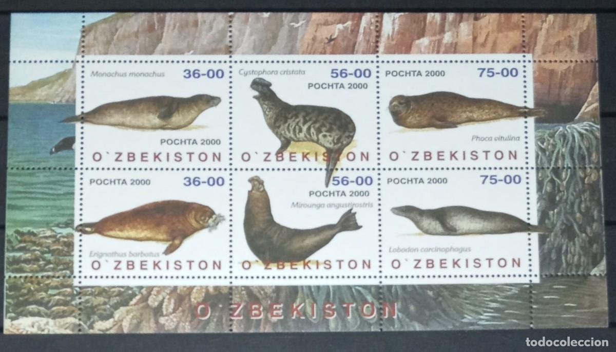 Sellos: UZBEKISTAN 2000 SHEET MNH FAUNA MAMIFEROS SEALS FOCAS PHOQUES FOCHE SEEHUNDE MARINE LIFE