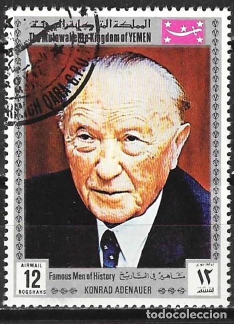 Sellos: Yemen ( Reino ) 1969 - Mi 849 - YT Pa 112 - Personalidad famosa : Konrad Adenauer ( A&eacute;reo )