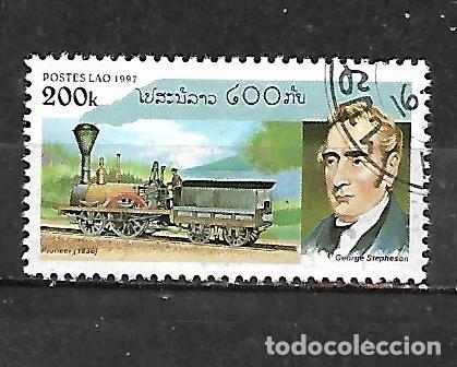 Sellos: 1997: LAOS Locomotoras de vapor - George Stephenson y &rdquo;Pioneer&rdquo;. 1836 (CTO)