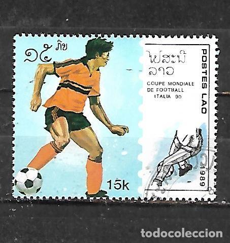 Sellos: 1989: LAOS F&uacute;tbol. Campeonato mundial. Italia&acute;90 (CTO)