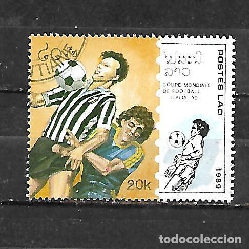 Sellos: 1989: LAOS F&uacute;tbol. Campeonato mundial. Italia&acute;90 (CTO)