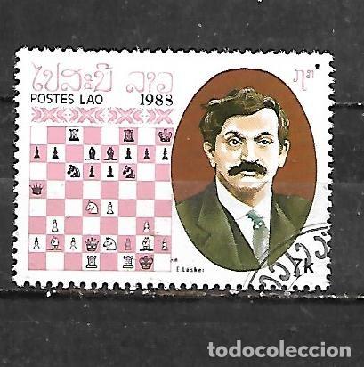 Sellos: 1988: LAOS Maestros del ajedrez - Emanuel Lasker (CTO)