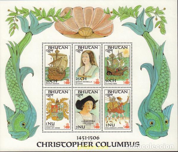Sellos: 152642 MNH BHUTAN 1987 500 ANIVERSARIO DEL DESCUBRIMIENTO DE AMERICA