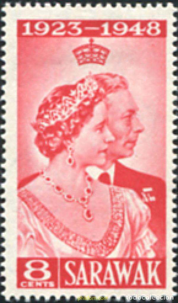 Sellos: 779522 HINGED MALASIA. SARAWAK 1948 BODAS DE PLATA DE LA PAREJA REAL