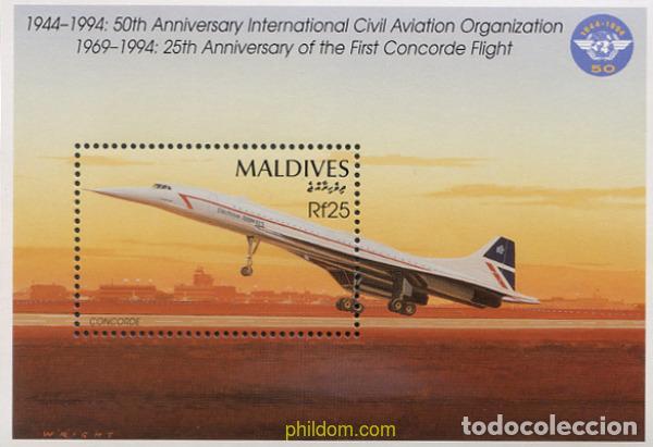 Sellos: 340891 MNH MALDIVAS 1994 50 ANIVERSARIO DE LA ORGANIZACION CIVIL DE AVIACION