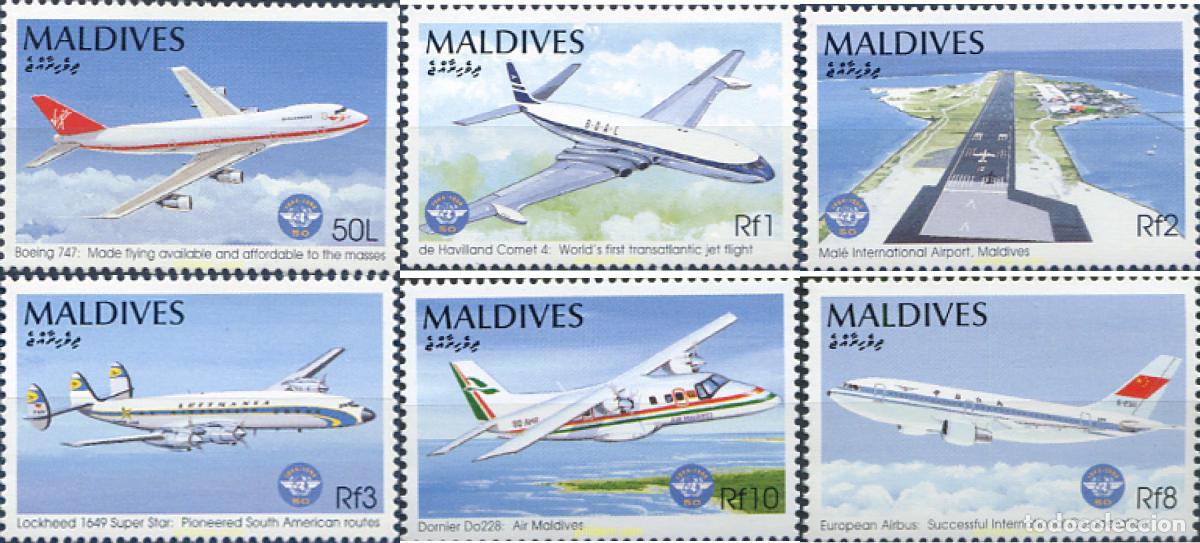 Sellos: 340890 MNH MALDIVAS 1994 50 ANIVERSARIO DE LA ORGANIZACION CIVIL DE AVIACION