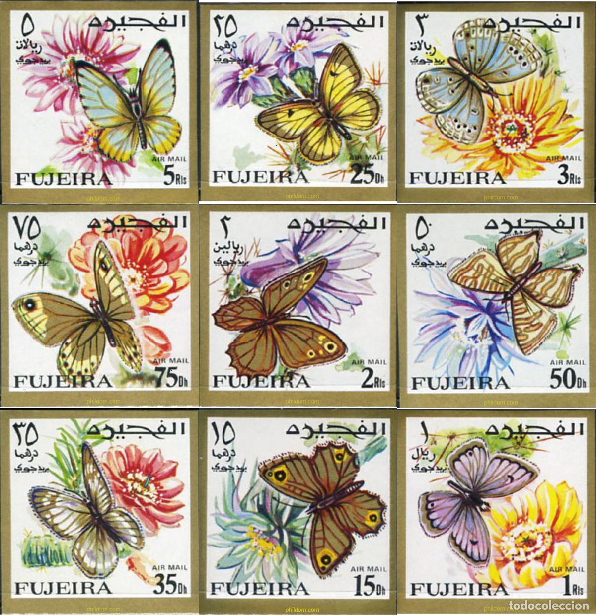 Sellos: 220220 MNH FUJEIRA 1967 MARIPOSA