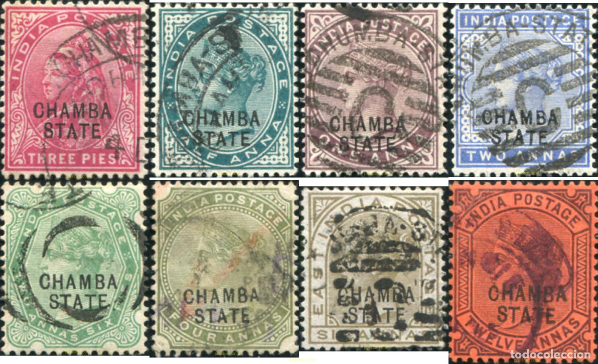 Sellos: 786103 USED CHAMBA 1886 SELLOS DE INDIA INGLESA DE 1874-92 SOBRECARGADOS