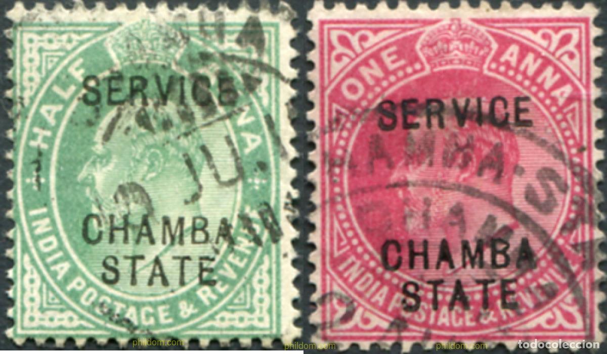 Sellos: 786141 USED CHAMBA 1907 SELLOS DE INDIA INGLESA DE 1907 (EDUARDO VII) SOBRECARGADOS-SERVICIO