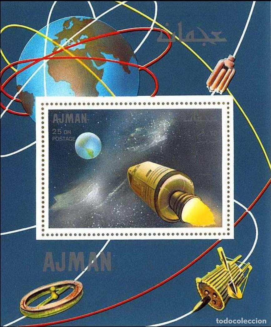 Sellos: AJMAN 1968 SHEET DELUXE MNH APOLLO SPACE ESPACE ESPACIO